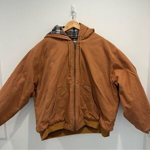 PACIFIC TRAIL Brown Hooded Durable Jacket with Plaid Lining | Mens xxl